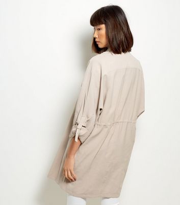 Stone Waterfall Duster Jacket New Look