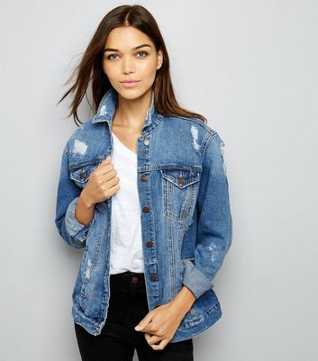 Blue Oversized Denim Jacket New Look