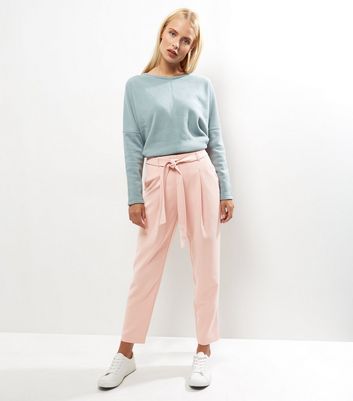 Mid Pink Tie Waist Trousers | New Look