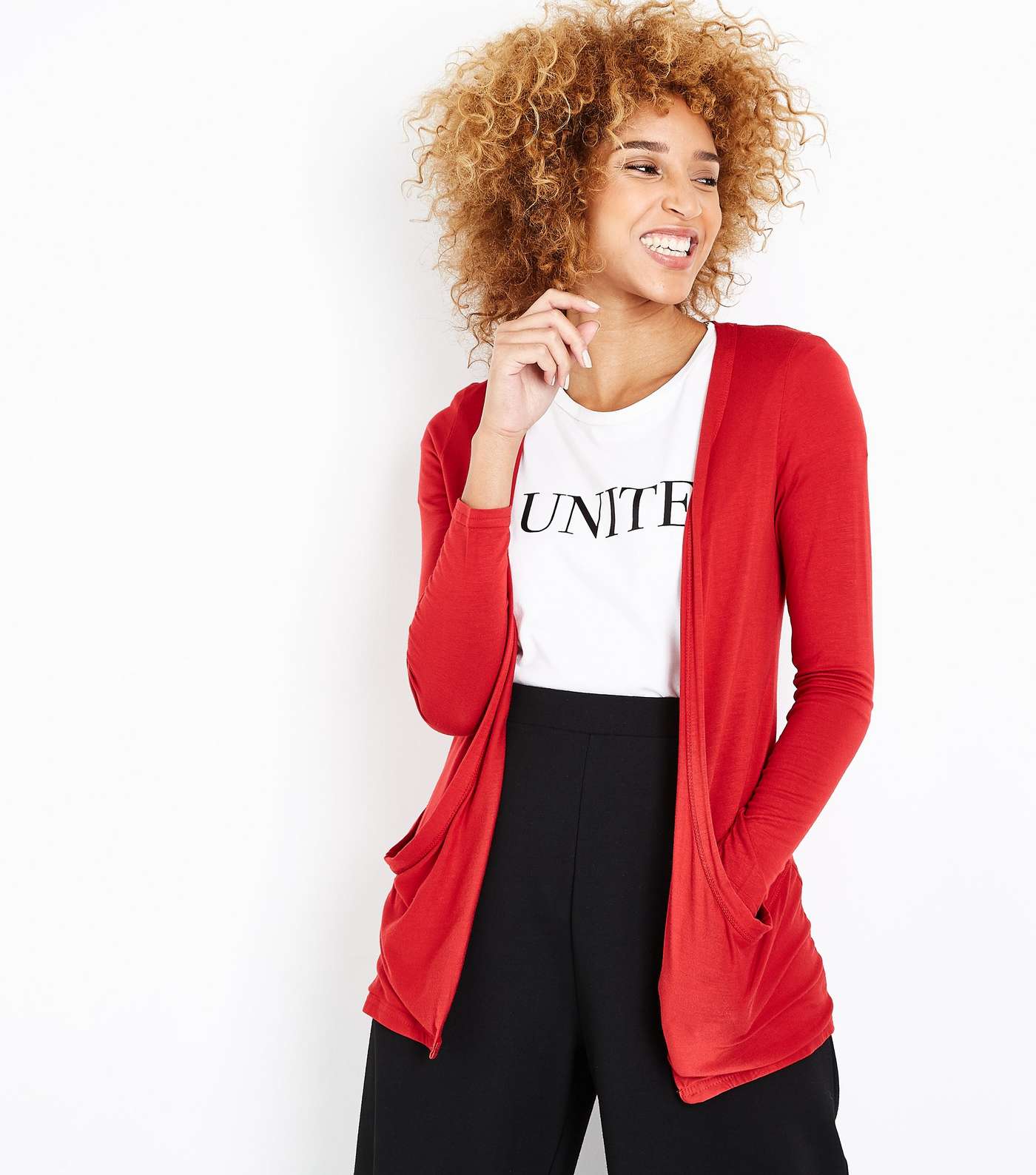 Red Double Pocket Cardigan 
