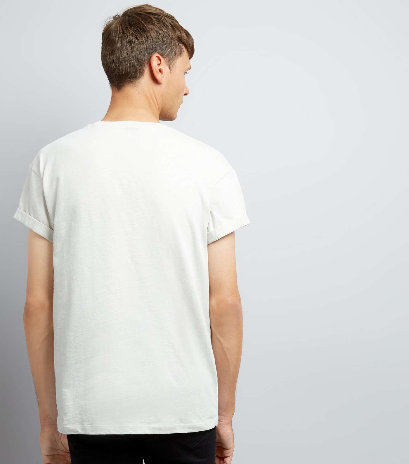 Pale Grey Cotton Rolled Sleeve T-Shirt Image 3
