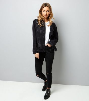 Black Oversized Denim Jacket New Look