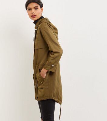 Petite Khaki Hooded Parka New Look