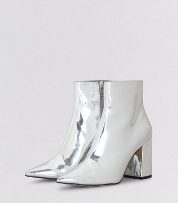 silver heeled ankle boots