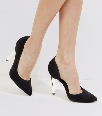 Black Suede Cut Out Side Metal Pointed 