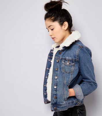new look denim jacket with fur