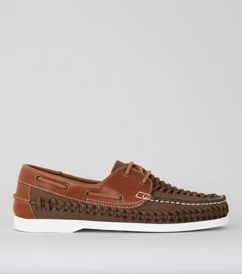 woven leather boat shoes