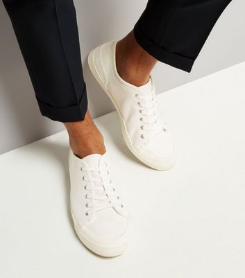 new look white canvas trainers