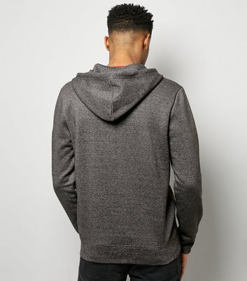 Grey Marl Zip Front Hoodie New Look