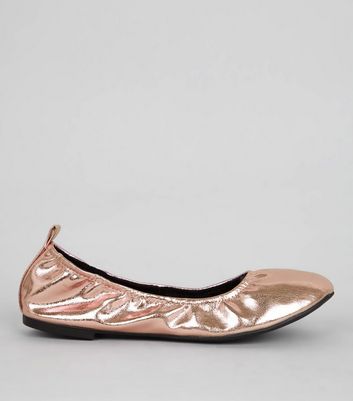 Rose Gold Ballet Pumps | New Look