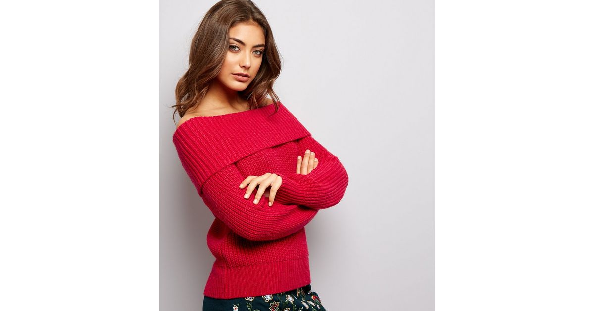 red bardot jumper
