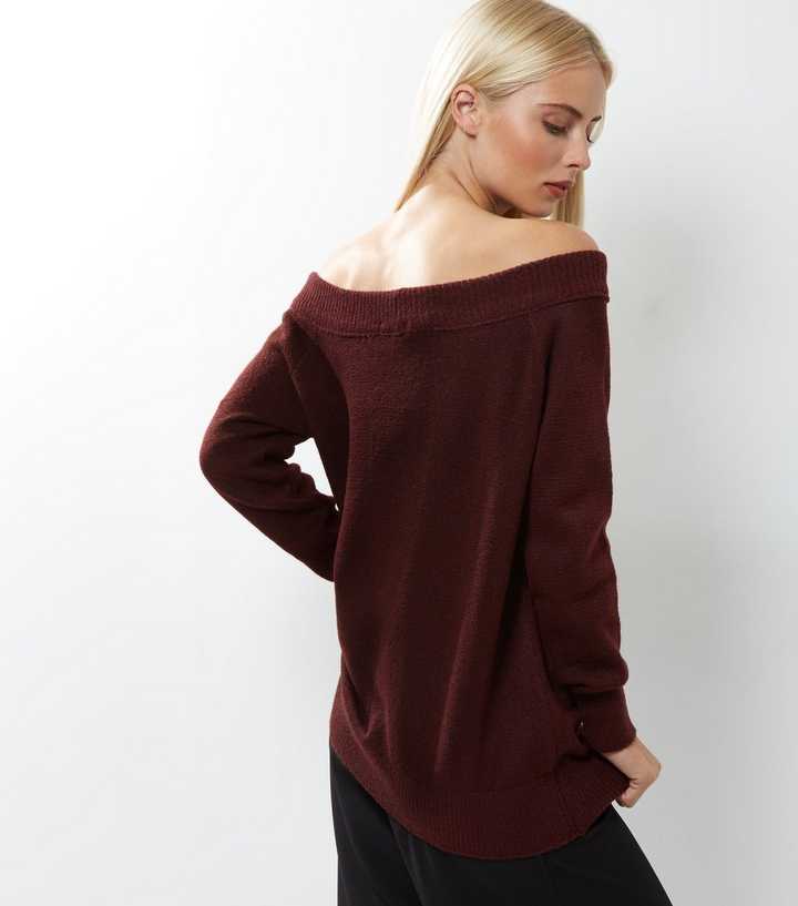 Burgundy Off Shoulder Sweater