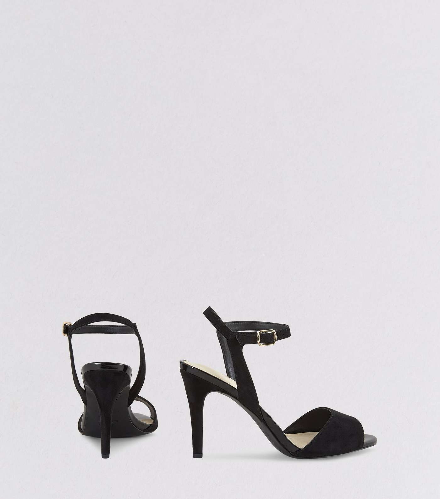 Black Comfort Suedette Ankle Strap Heels Image 4