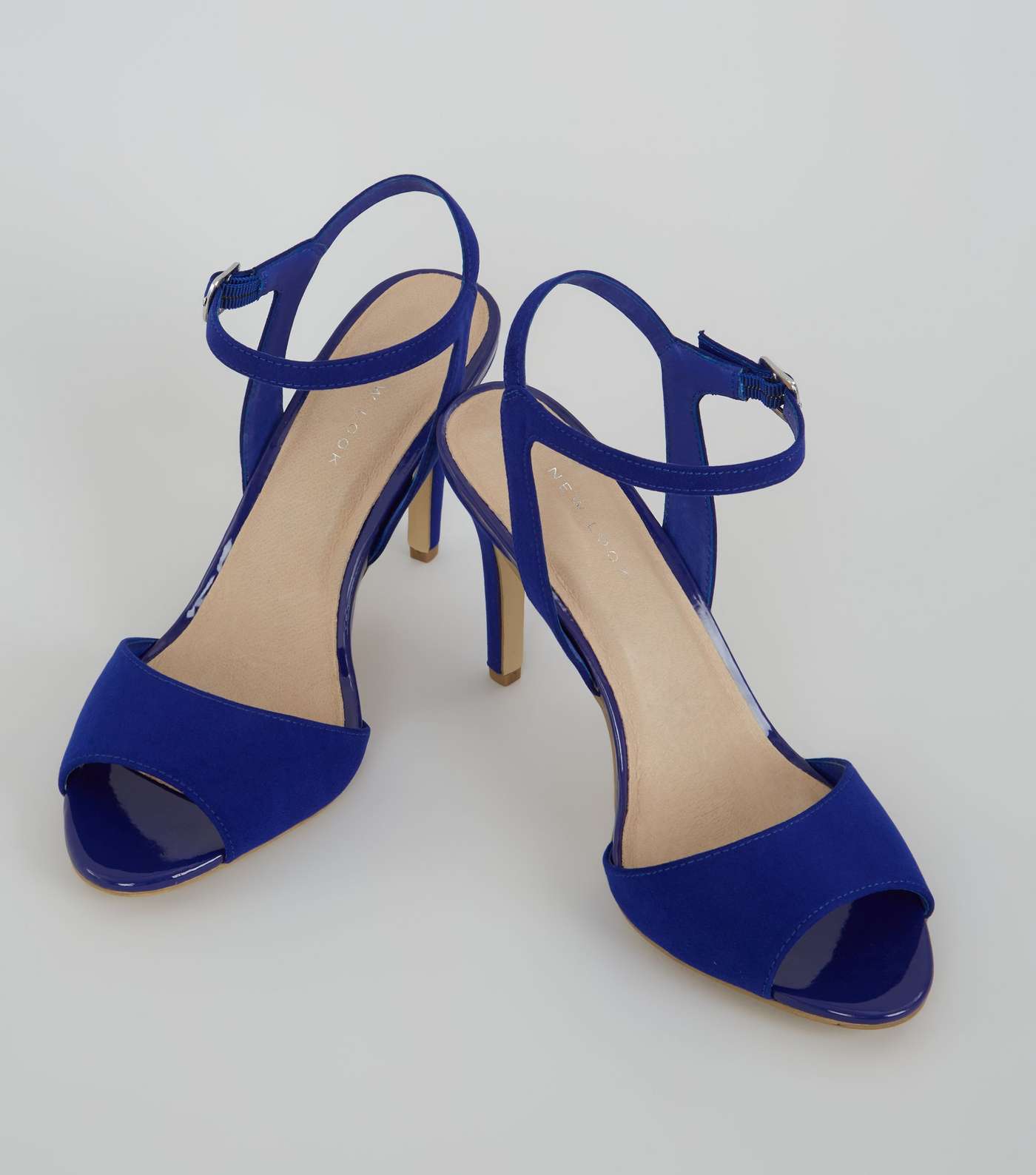 Blue Comfort Suedette Ankle Strap Heels Image 4