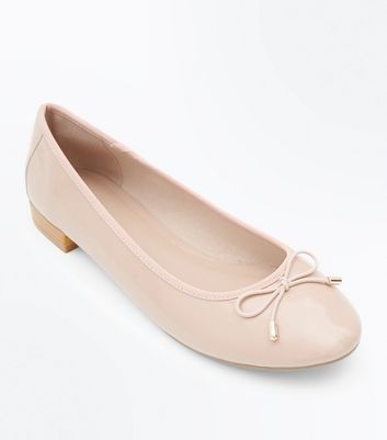 Wide Fit Nude Patent Ballet Pumps | New 