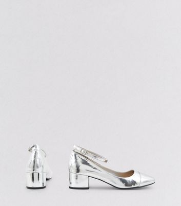 silver mini heels