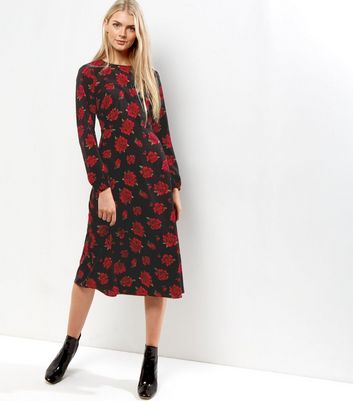 red and black midi dresses