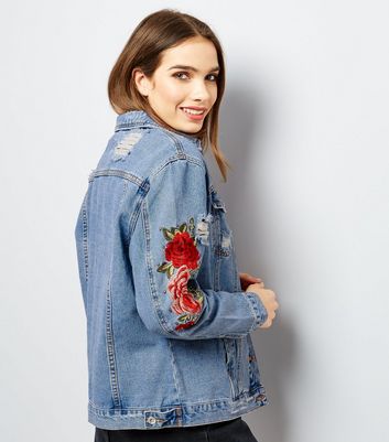 floral embroidered denim jacket