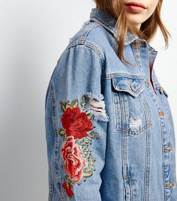 jean jacket with flowers