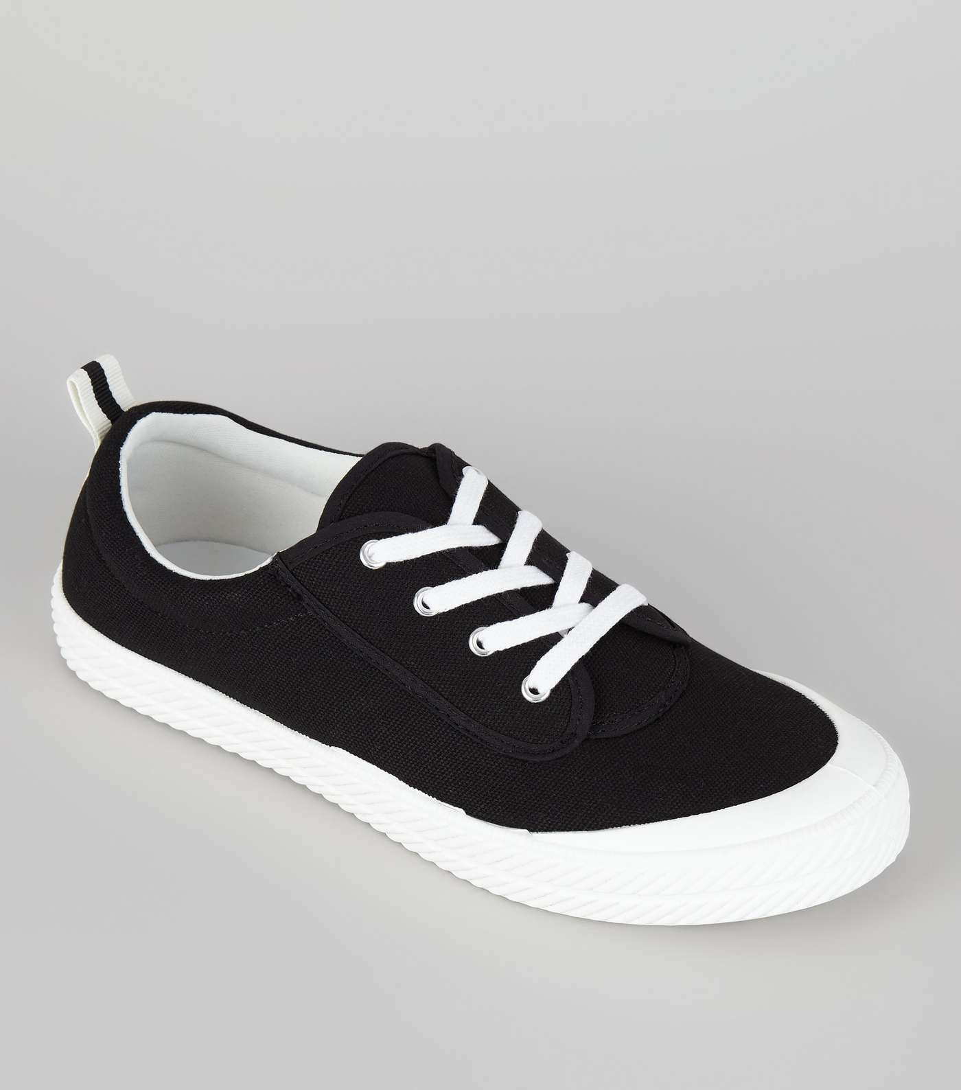 Black Textured Contrast Sole Trainers
