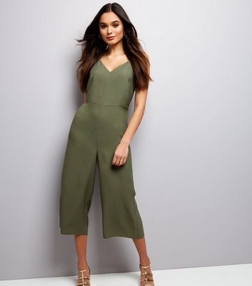 khaki culotte jumpsuit