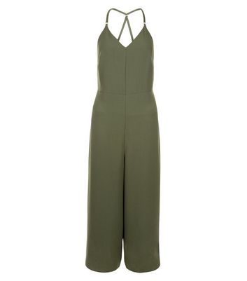 khaki culotte jumpsuit