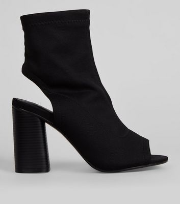 Wide Fit Peep Toe Sock Boots | New Look