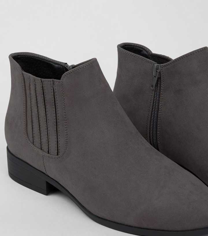 genopretning Bourgogne Samle Wide Fit Grey Suedette Chelsea Boots | New Look
