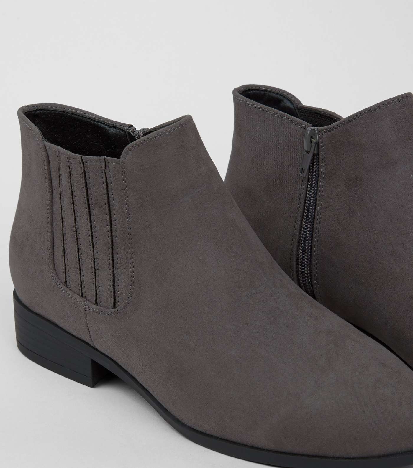 Wide Fit Grey Suedette Chelsea Boots Image 4