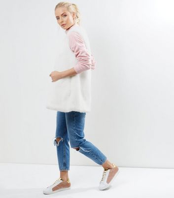 Cream Faux Fur Gilet New Look