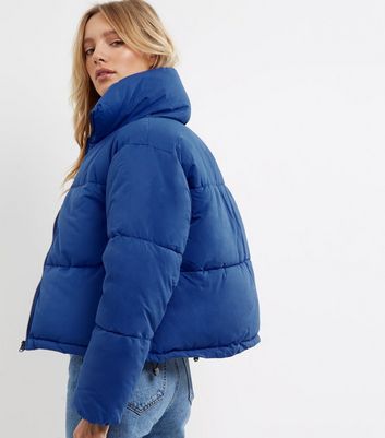 blue puffer coat