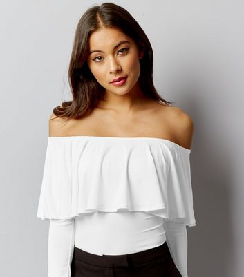 bardot frill bodysuit