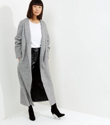 grey boucle coat womens