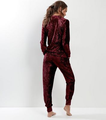 crushed velvet jogger set