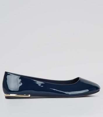 navy patent flat shoes
