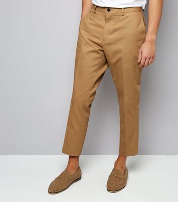 tan cropped trousers