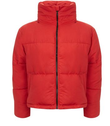 new look puffer jacket red