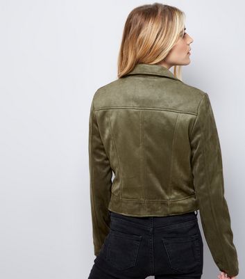 Khaki Suedette Jacket New Look
