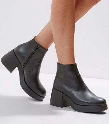 Black Chunky Ankle Boots | New Look