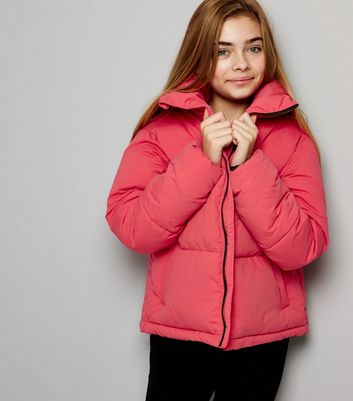 hot pink cropped puffer jacket