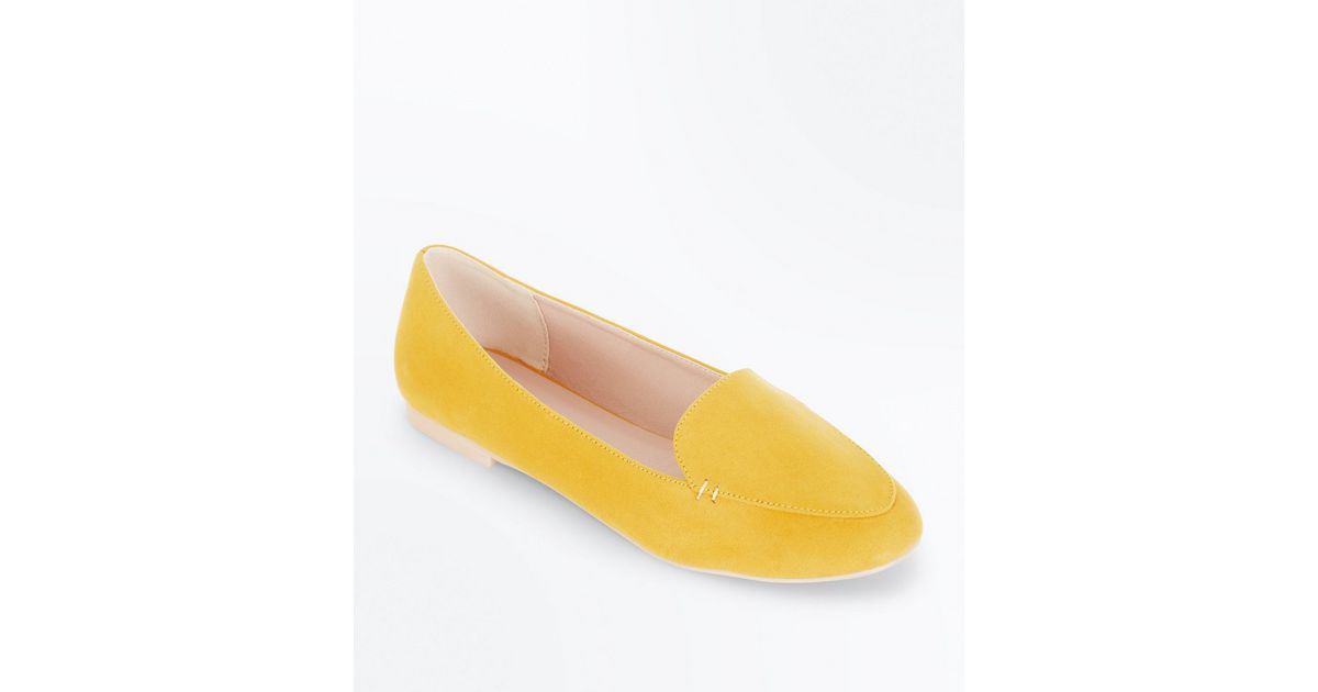 Yellow Suedette Stitch Detail Loafers | New Look