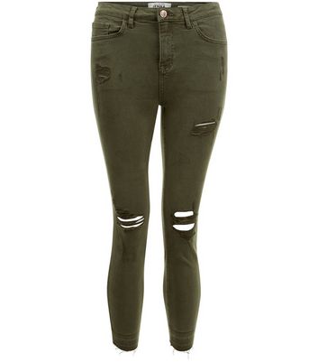 khaki ripped jeans womens