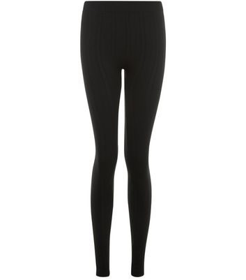 Black Cable Knit Fleece Leggings | New Look