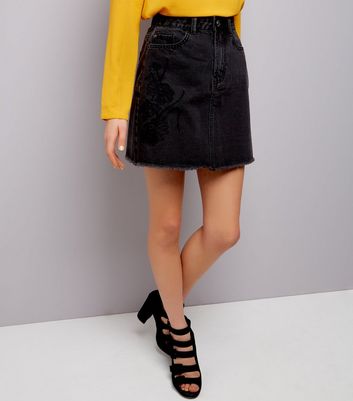 new look denim skirt black