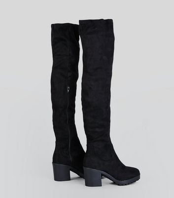 new look over the knee chunky heeled boot