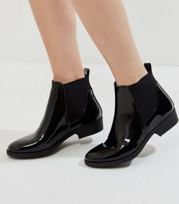 black patent chelsea boots womens