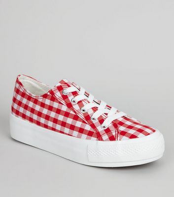 Red best sale gingham shoes