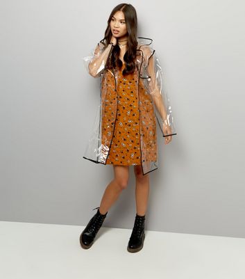 Black Clear Hooded Anorak New Look