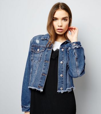 cropped denim jacket frayed