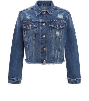 cropped dark blue denim jacket